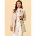 thumbnail image 2 of INSPIRE CHIC Women's Peter Pan Collar Single Breasted Mid Length Overcoat Beige M, 2 of 6