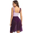 thumbnail image 4 of RUNQHUI Robe Justaucorps Sans Manches en Maille à Blocs de Couleur pour Danse Lyrique Contemporaine Moderne pour Femmes Violet TG, 4 of 5