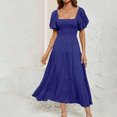 thumbnail image 1 of Robes pour Femmes 2024 Été Surdimensionnée Unie Taille Haute Manches Bouffantes Robe à Taille Enveloppée Rabais de 50 % Liquidation!, 1 of 5