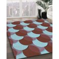thumbnail image 3 of Ahgly Company Tapis de Zone Rond d'Intérieur Lavable à la Machine, Transitionnel, Bleu Hosta Bleu, 7 Pieds Rond, 3 of 7