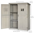 thumbnail image 3 of Outsunny 4'x1.5' Wooden Garden Storage Shed w/ Windows, Grey, 3 of 10