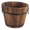 thumbnail image 4 of FOMIYES Wooden Planter Barrel Barrel Style Flower Pot Container for Patio Garden Backyard 5.9X 4.7", 4 of 6