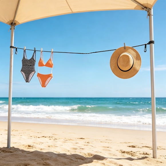 Retractable Travel Clothesline with Hooks, Elastic Nylon Cord, Strong Suction Cups for Camping, Cruises, Hotels, Outdoor Drying, Compact and Lightweight