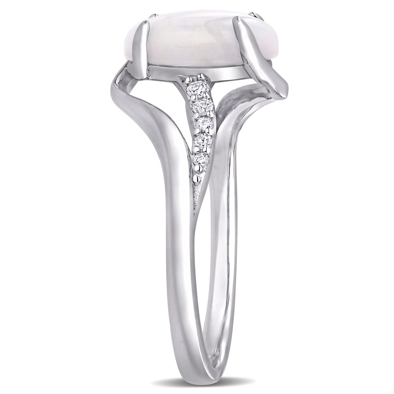 Bague tourbillon Miabella avec opale 1-5/8 CT PBT et accents de diamants en argent sterling