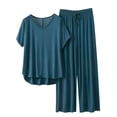 thumbnail image 2 of Weiqiqre Ensembles de Pyjama pour Femmes Pyjamas Rafraîchissants Ensembles Assortis d'Été Manches Courtes Ensemble de Détente Femmes, 2 of 3
