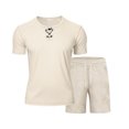 thumbnail image 5 of JDQJBZ Mens 2 Piece Loungewear Set Breathable V Neck Short Sleeve Shirt and Elastic Shorts, 5 of 5