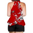 thumbnail image 4 of Weiqiqre Womens Summer Outfits Adjustable Tie Neckline Ruffle Hem Sleeveless Flowy Halter Tops, 4 of 6