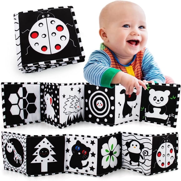 EASTIN Black and White High Contrast Sensory Baby Toys Baby Soft Book for Early Education Infant Tummy Time Toys Three-Dimensional Can Be Bitten and Tear Not Rotten Paper 0-3 Years New
