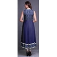 thumbnail image 4 of Bimba Robe Anarkali Bleu Royal à Carreaux Col Mandarin Sans Manches Kurtis pour Femmes Imprimé Robe Maxi Grande, 4 of 6