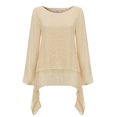 thumbnail image 3 of pxiakgy T-Shirts pour Femmes Mode Grande Taille Irrégulier Décontracté Lin Manches Longues Col Rond blouse T-Shirts Femmes beige + 3TG, 3 of 9