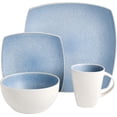 thumbnail image 4 of Gibson Elite Soho Lounge 16 Piece Square Stoneware Dinnerware Set, Matte Blue & White, 4 of 6