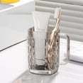 thumbnail image 4 of Transparent Toothbrush Cup with Handle, High Value Couple Wash Cup 450ml Capacity, Portable Mouthwash Cup for Bathroom Sink Countertop with Metal Base, White, 4 of 6