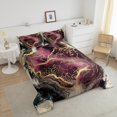 thumbnail image 4 of Purple Marble Bedding Set Full Size Watercolor Artwork Design Quilt For Girls Teens Adults Gold Glitter Abstract Comforter Set,Metallic Marbling Texture Bedding Comforter Sets, 4 of 7