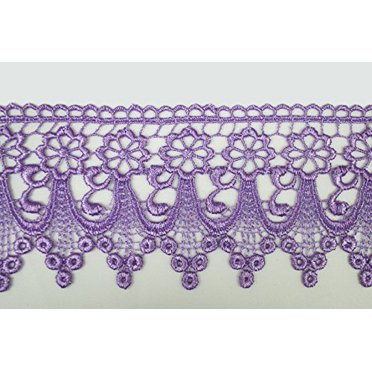Altotux 3" Lilac Lavender Light Purple Embroidered Floral Scalloped Venice Lace Trim Victorian Guipure Sewing Supplies By Yard (UB052)
