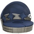 thumbnail image 1 of Outsunny Chaise Longue de Patio avec Canapé-Lit Rond Coussiné 4 Pcs Bleu Foncé, 1 of 10