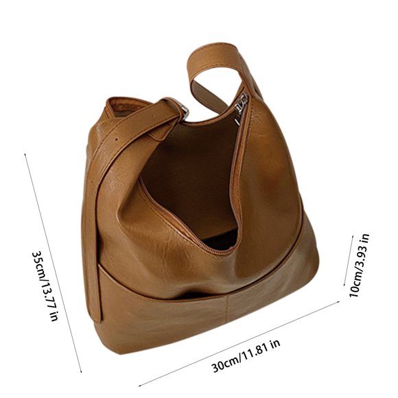 Leather Tote Bag for Women — 13 in L x 12 in W x 4 in D, 10 in Shoulder Drop, Full-Grain Leather Handbag with Main Compartment and Dual Open Pockets