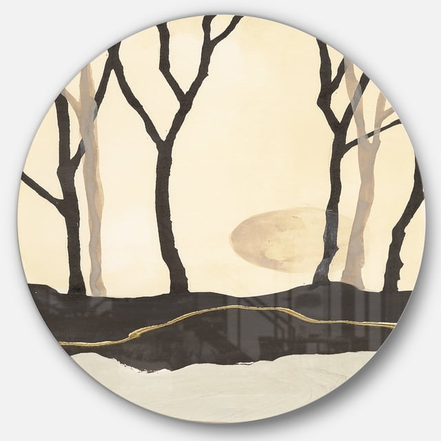 Designart 'Forest Silhouette III' Geometric Metal Circle Wall Art