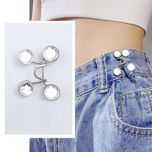 DIY Knitting Project Practical Pant Waist Tightener Button Clip for Jeans No Sewing Easy Install Adjustable Fit Reusable