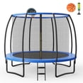 thumbnail image 1 of Gymax 12FT Recreational Trampoline w/ Basketball Hoop Safety Enclosure Net Ladder, 1 of 10