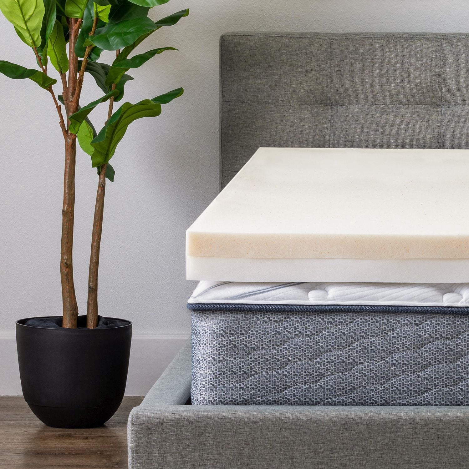 SERTAPEDIC Memory Foam Mattress Topper, Queen, Cooling COPPERGEL, 4 Inch, Off White