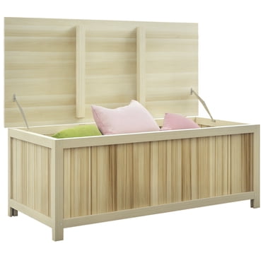 Outsunny Coffre de Terrasse en Bois de 45 Gallons, Contenant de Rangement Extérieur, Naturel