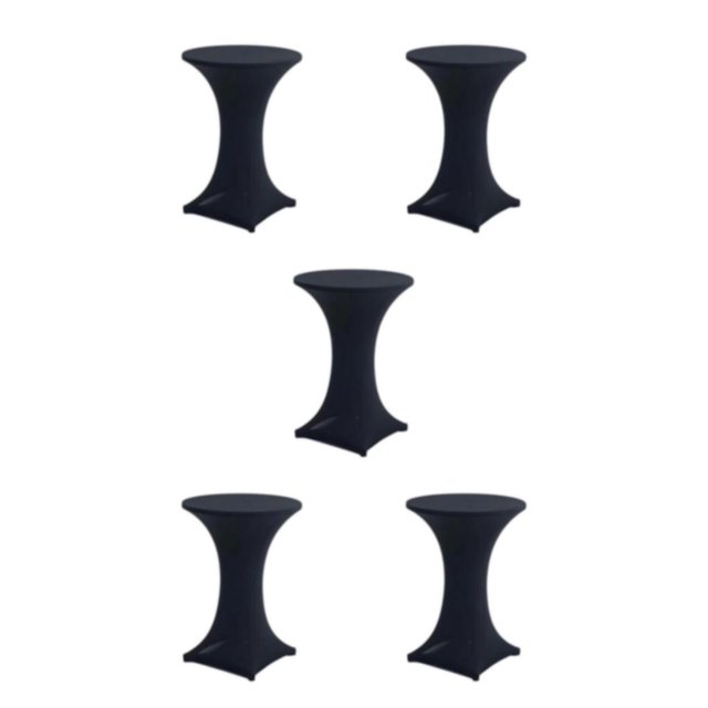 ZheElen Nappe Ronde Stretch Raccord Facile d'Entretien pour Mariage Hôtel Polyester Couverture de Table de Fête de Mariage Easy Wash Noir 5Set