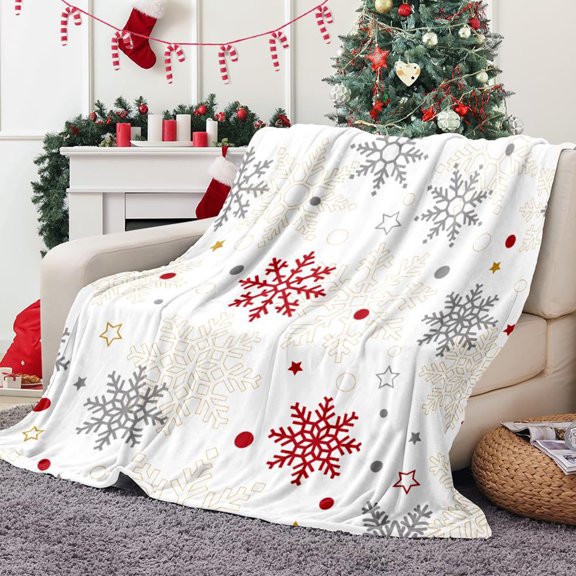 Fridja Christmas Gifts Snowflake Christmas Blanket Print Soft Warm Nap Blanket Suitable for Sofa Bed Camping Festival
