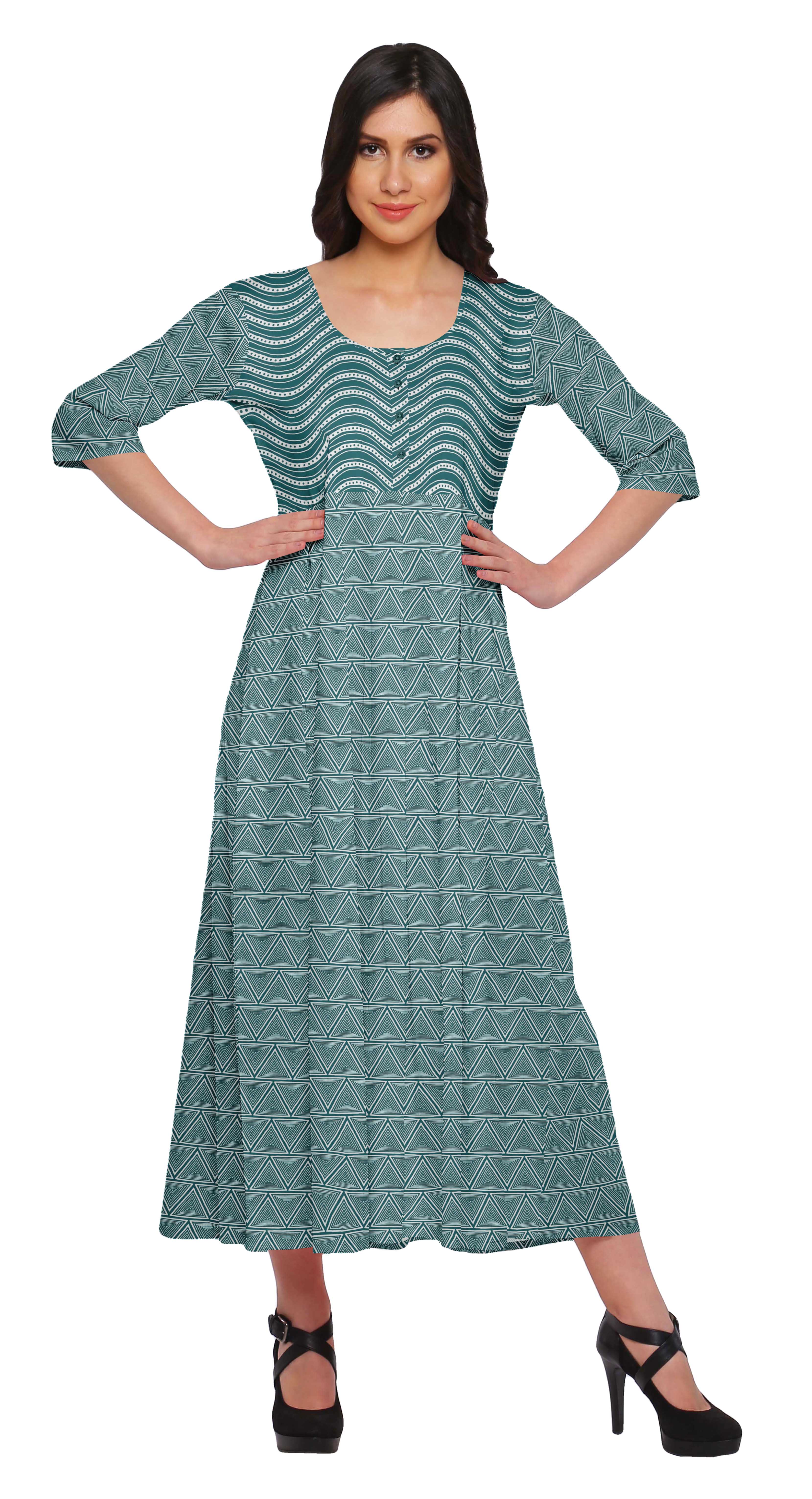 Moomaya Kurta à Manches 3/4 Imprimée pour Femmes Kurti Longue Vêtements d'Été pour Femmes