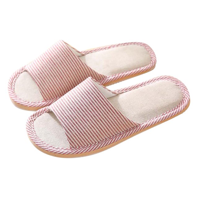 RKSTN Pantoufles pour Femmes Mode Couple Décontractées en Lin Bout Rond à Rayures Confortables Tongs Décontractées Chaussures d'Intérieur. Pantoufles en Lin à Rayures avec un design à Bout Rond, Semelle en Caoutchouc Souple et Doublure Respirante. Idéales pour Femmes, Ces options de Chaussures Décontractées Conviennent à une Utilisation Intérieure et Extérieure, Offrant Confort et performance Antidérapante.