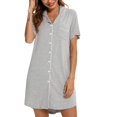 thumbnail image 1 of Pxiakgy Pyjama pour Femmes Pyjama pour Femmes Robe Boutonnée Manches Courtes Tenue de Nuit Printemps Été Vêtement de Nuit Simple à la Maison Pyjama Chemises de Nuit pour Femmes Gris + TG, 1 of 4