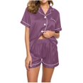thumbnail image 1 of Yuyuzo Pajama Sets for Women 2 Piece Short Sleeve Button down Shirts Lounge Sets Color Block Soft Pj Sets, 1 of 4