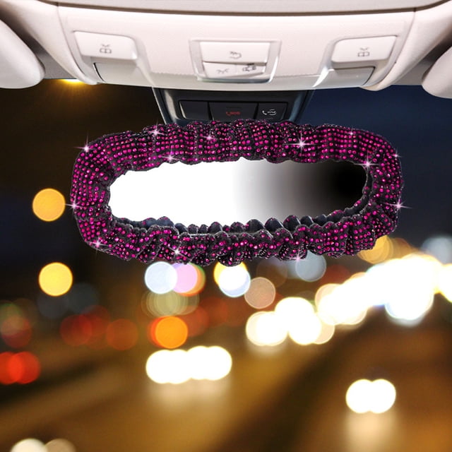 EGNMCR Car Mirror Cover With Diamond Mirror Decoration , Car Mirror Cover Mirror Accessories Elastic Plush , Car Mirror Female Cover Bling General Acce Rear view mirror cover