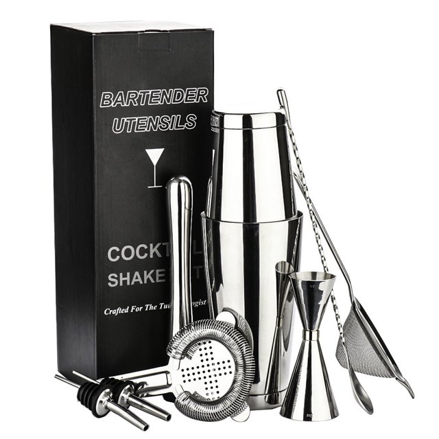 veasfak 8pcs Shaker Bar Set Stainless Steel Bartender Tools Kit 18/25