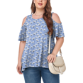 thumbnail image 2 of CHUANK Women‘s Plus Size Cold Shoulder Tunic Top Summer Short Sleeve Blouse, 2 of 7