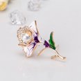 thumbnail image 2 of Exuqisite Dripping Oil Alloy Trumpet Sunflower Brooch Pin with Rhinestones Faux Pearl (Purple), 2 of 3