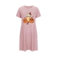 thumbnail image 5 of Sakmal Robe de Nuit Rose Moomoo pour Femmes Halloween Grande Taille Légère Courte Chemise de Nuit Imprimé Citrouille Manches Courtes Robes de Nuit pour Femmes, 5 of 5