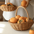 thumbnail image 2 of Wicker Basket with Handle, Wicker Shopping Basket, Gift Hamper Basket, Picnic Baskets, Kitchen Storage Basket- Small, 2 of 4