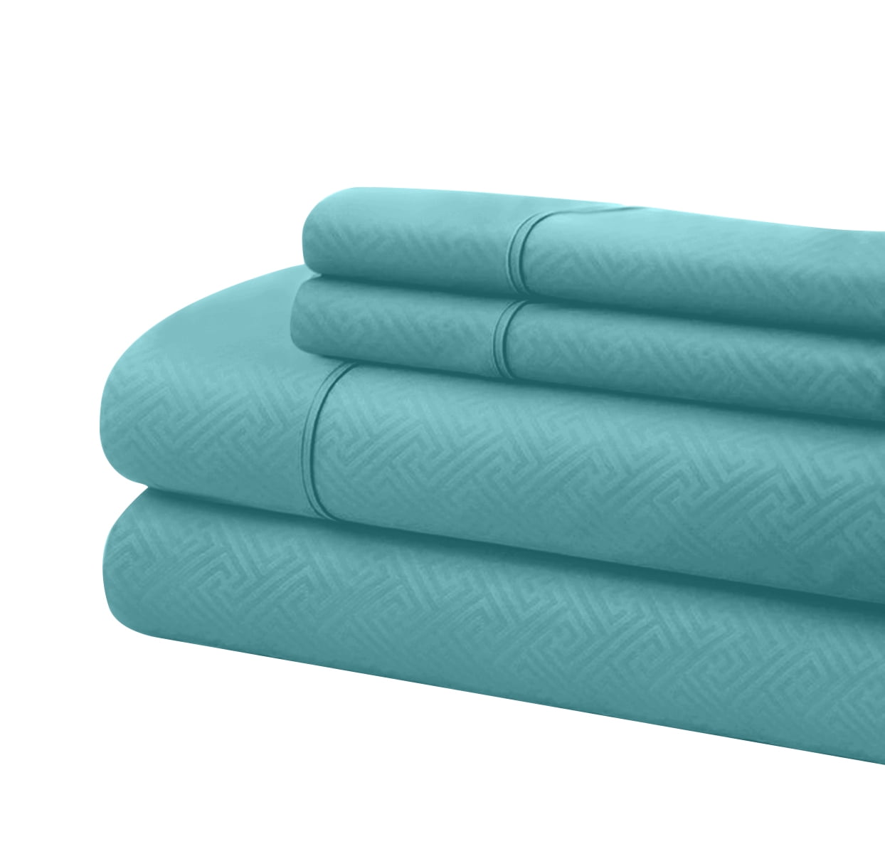 Bassano 1800 Series Embossed Deep Pocket Sheet Set - Super Soft & Wrinkle Free - Luxurious Bed Sheets Set (California King, Aqua)