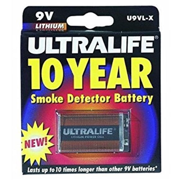 Ultralife Batteries U9VL-JPXC Batterie au Lithium 9V Longue Durée Détecteur de Fumée et Paquet Blister