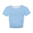 thumbnail image 4 of Women's Casual Crew Neck Short Sleeve Crop Top Soft Basic Tee for Everyday Spring Summer Wear, 4 of 4