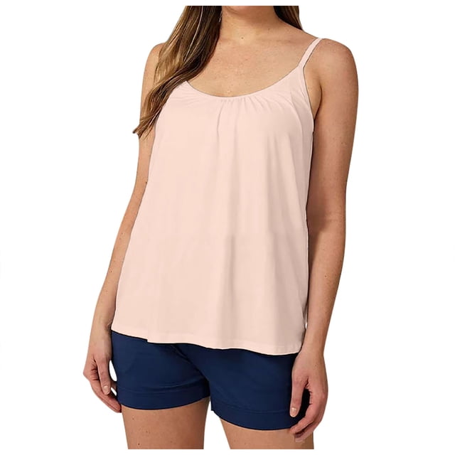 HNMKIU Gym Racerback Tank Tops Shelf Bra Camisoles Adjustable Spaghetti Strap Tank Tops Basic Layer