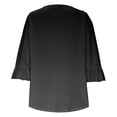 thumbnail image 4 of Plebaso Womens Summer Tops Ruffle 3/4 Length Sleeve Round Neck Shirts Pleated Casual Loose Tunic Blouses, 4 of 6