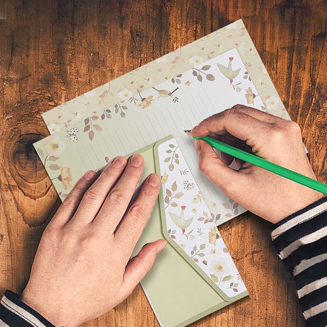 Fasiaou 9 PCS Stationery Set with Envelopes,6 Writing Paper+3 Envelopes,Cute Lined Stationery Paper for Writing Letters Invitations Poem Office School Supplies