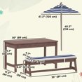 thumbnail image 3 of Qaba Kids Picnic Table, Wooden Table & Bench Set w/ Umbrella Cushions, Blue, 3 of 10