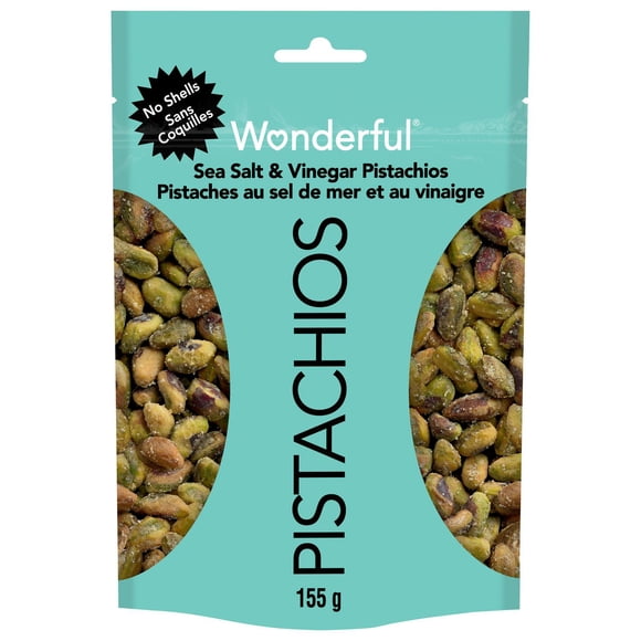 Wonderful Pistachios No Shells Sea Salt & Vinegar Nuts, 155g Resealable Bag