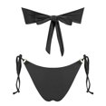 thumbnail image 2 of 2 Piece Swimsuit for Women Solid Color Strapless Backless Gathering Separate Bikini Black Womens Bathing Suits S, 2 of 3