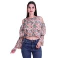 thumbnail image 1 of Moomaya Cold Shoulder Tops Shirts For Women Button Down Long Ruffle Sleeve Top, 1 of 4