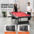 thumbnail image 2 of KFFKFF Pool Table, 7-foot, Compact Folding Design, Complete Billiard Set with Balls, Sticks, Chalks, and Brush, Black Frame with Red Felt, Ideal for Home Entertainment for All Ages, 2 of 9