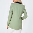thumbnail image 4 of Birdeem Women's Contrast Color Blazer, Long Sleeve Notch Lapel Double Pocket Button Front Jacket, Casual Stretch Polyester Blend Blazer for Daily Wear and Office, 4 of 9