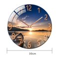 thumbnail image 3 of Tempered Glass Quartz Silent Wall Clock Bedroom vintage clock Decoration Sunset, 3 of 7